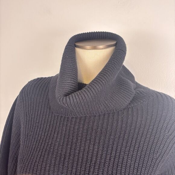 Banana Republic Womens XS Black Cotton Nylon Turtleneck Sweater Side Zippers - Picture 2 of 8